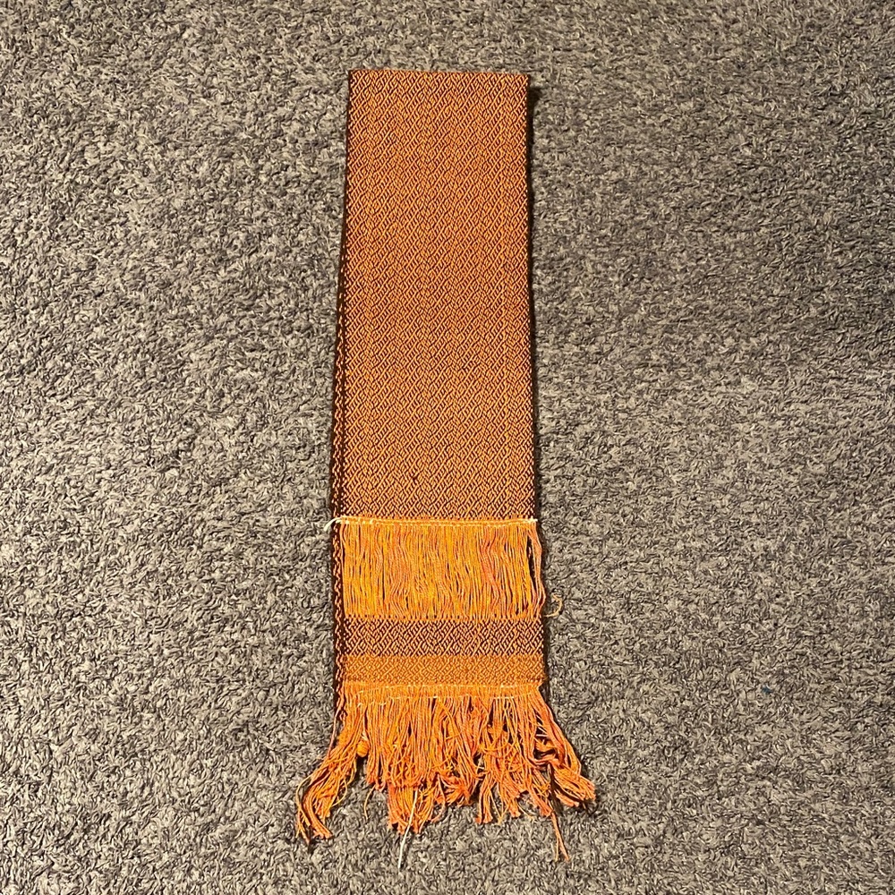 Handwoven Orange Woven Scarf with Fringe